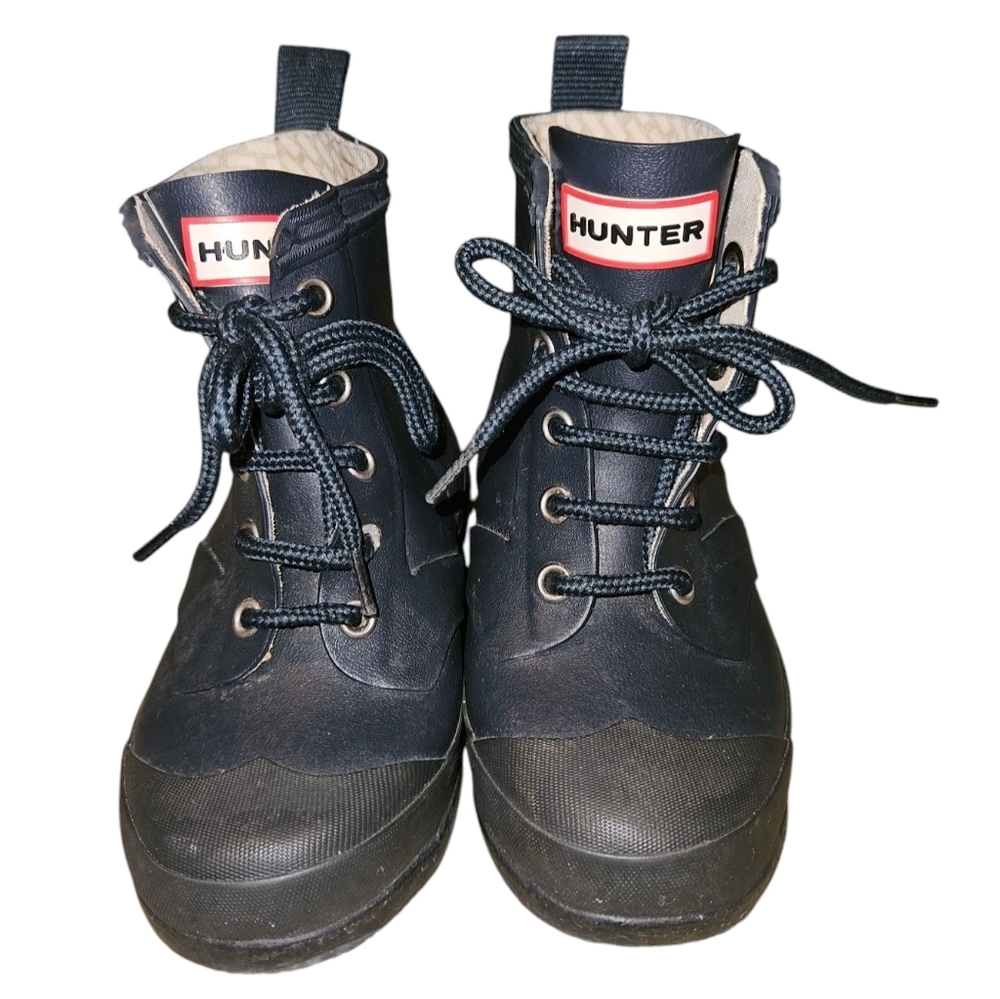 Hunter Combat Boots Boys 10 Girls 11 Navy Blue Unisex